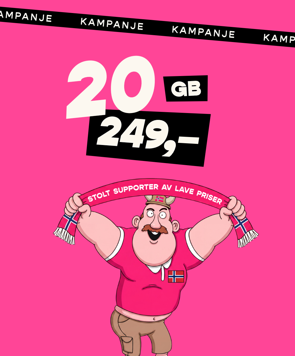 Chilimobil kampanje: 20 GB for 249 kroner i måneden. Gå til tilbudet.