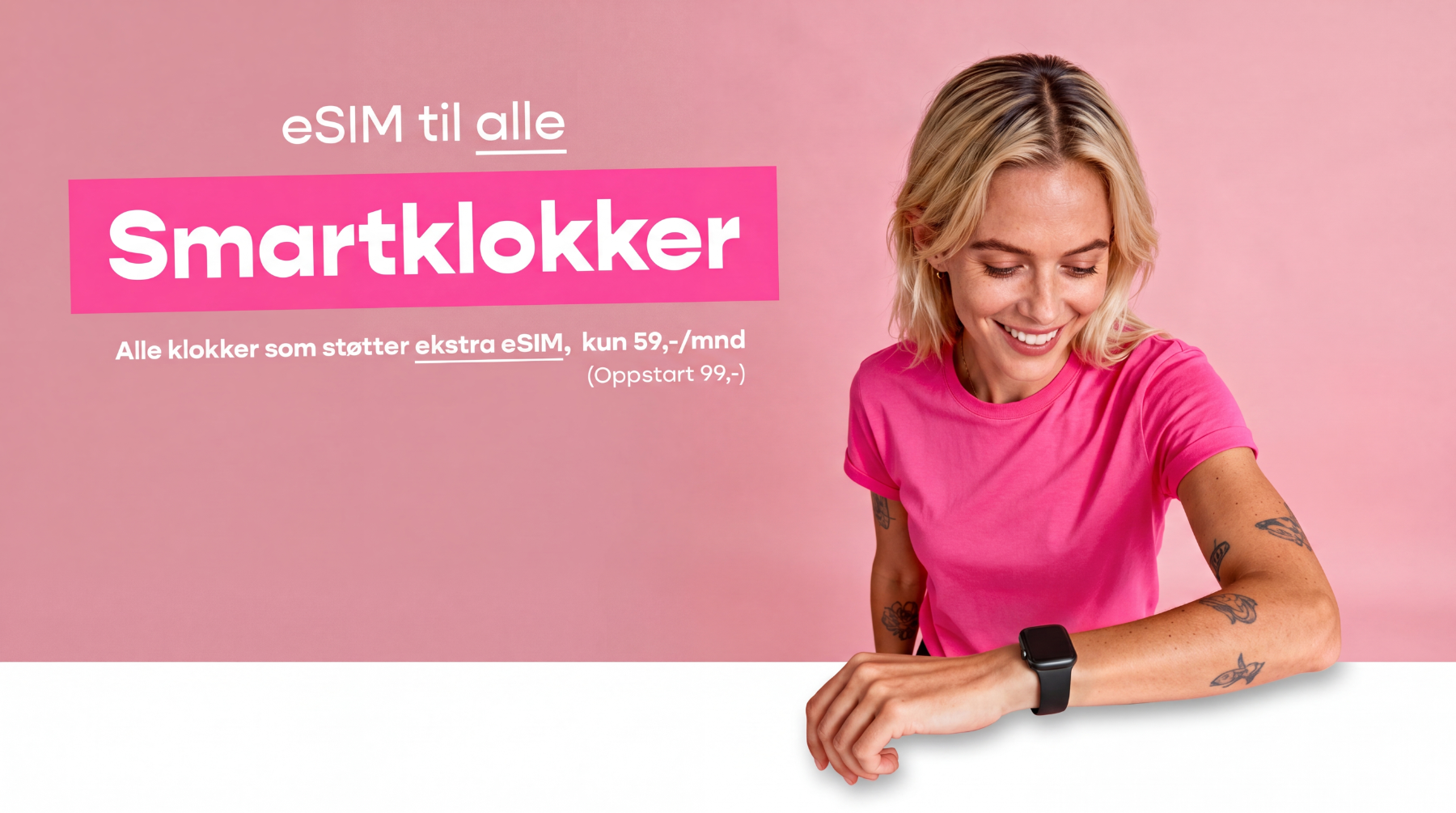 eSIM til alle smartklokker, alle klokker som støtter ekstra eSIM, kun 59,-/mnd (oppstart 99,-)