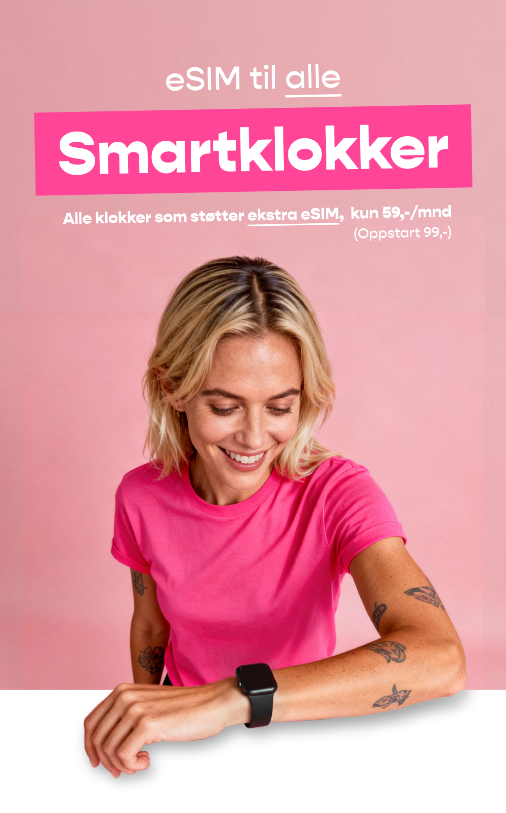 eSIM til alle smartklokker, alle klokker som støtter ekstra eSIM, kun 59,-/mnd (oppstart 99,-)